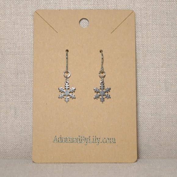 Hand Crafted Handmade Earrings Stainless Steel Snowflake Earrings - Picture 2 of 5